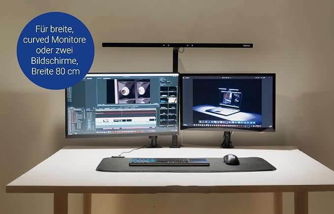 MAUL MAULgate LED-Monitorleuchte, 3.000 bis 6.500 K, Klemmfuß (8189890)